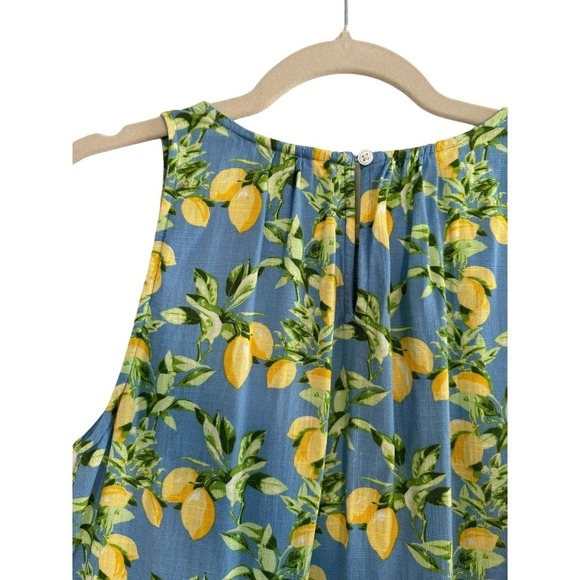 Loft Linen Blend Sleeveless Dress Lemon Print Size XS - Picture 4 of 5